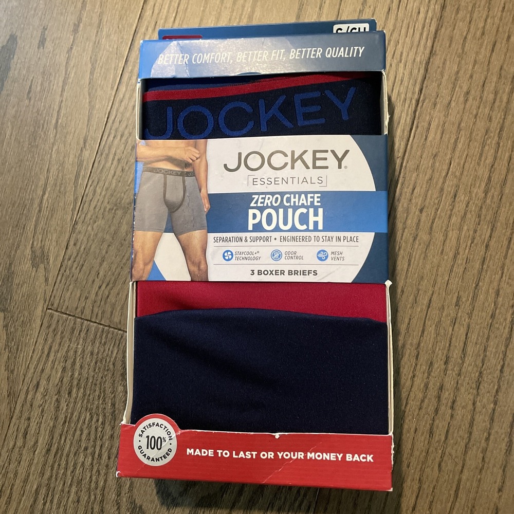 Jockey Essentials® Men's Zero Chafe Pouch Boxer Brief, 6" Inseam, 3 Pack Small‎